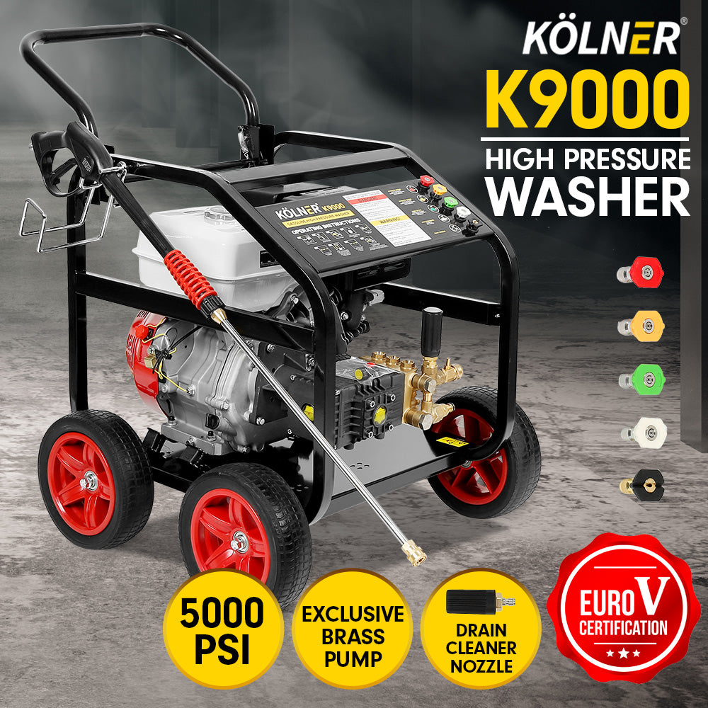 Kolner 9000 5000psi Petrol Engine Pressure Washer 20m Hose Cleaner