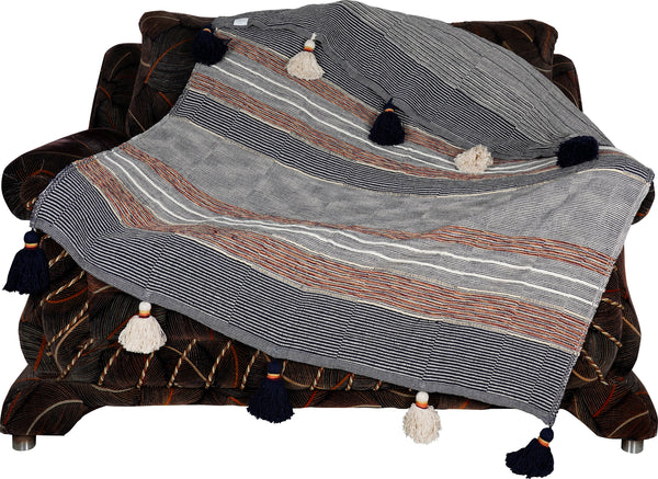  Stripes Tassel Throw Multi Color