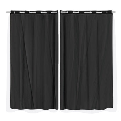2x Blockout Curtains Panels 3 Layers with Gauze Room Darkening 180x213cm Black