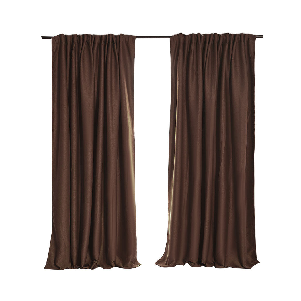 2X Blockout Curtains 240cm x 230cm- Stone