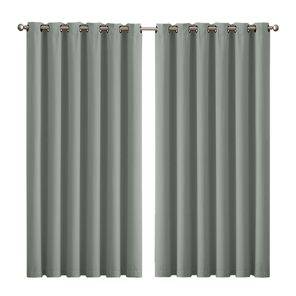 3 Layers Eyelet Blockout Curtains 240x230cm Grey