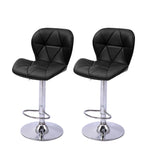 2x Grey Bar Stools Kitchen Barstools PU Leather Chairs Gas Lift Swivel Black