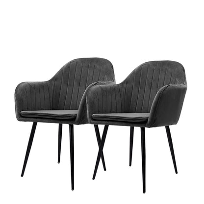 2x Dining Chairs Kitchen Steel Chair Velvet Removable Cushion Seat Covers
