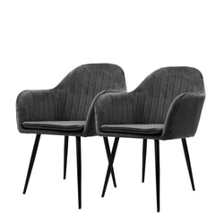 2x Dining Chairs Kitchen Steel Chair Velvet Removable Cushion Seat Covers