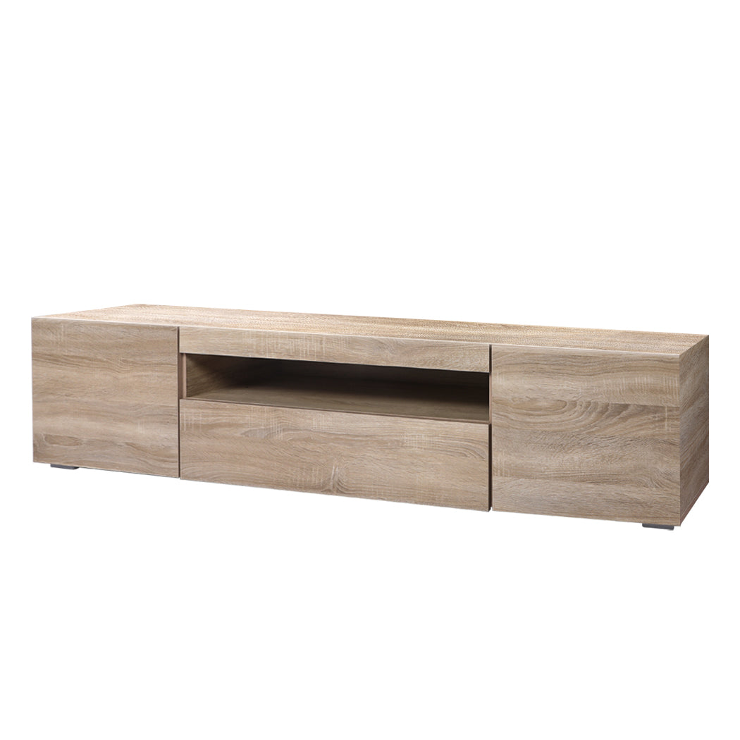 Entertainment Unit Stand RGB LED Furniture Wooden Shelf 200cm 
