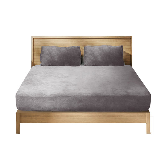 Fully elastic fitted sheet Double Size Silver Grey 
