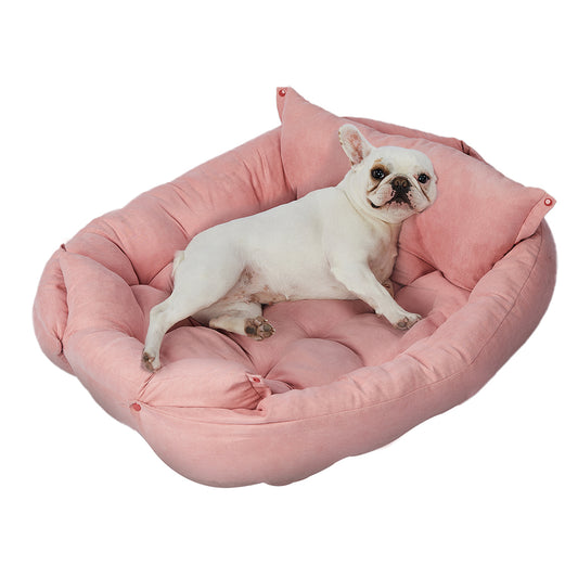 Pet Bed 2 Way Use Dog Cat Soft Warm Calming Mat Pink M 
