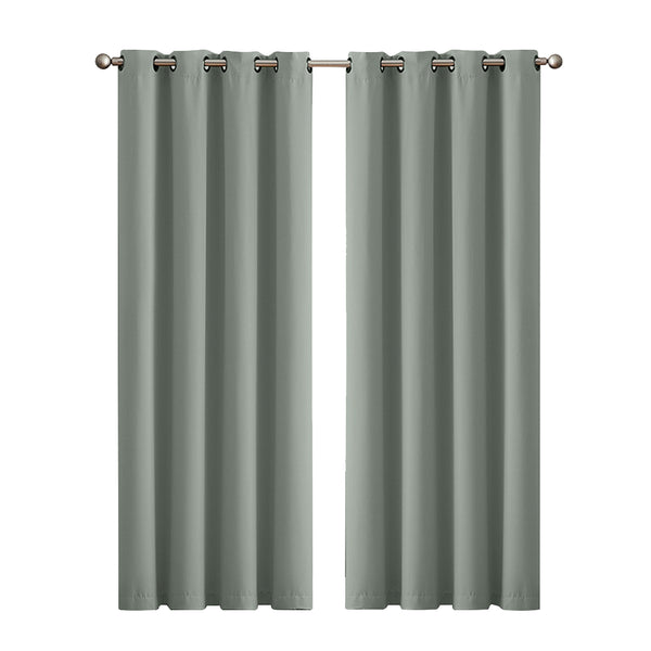  3 Layers Eyelet Blockout Curtains 140x230cm Grey