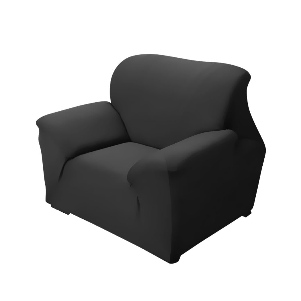 Easy Fit Stretch Couch Sofa Slipcovers Protectors Covers 1 Seater Black