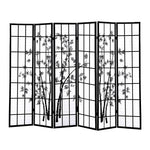 6 Panel Free Standing Foldable  Room Divider Privacy Screen Bamboo Print