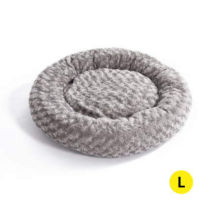 Pet Bed Dog Cat Nest Calming Donut Mat Soft Plush Kennel Cave Deep Sleeping L