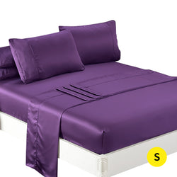 Ultra Soft Silky Satin Bed Sheet Set in Single Size in Purple Colour