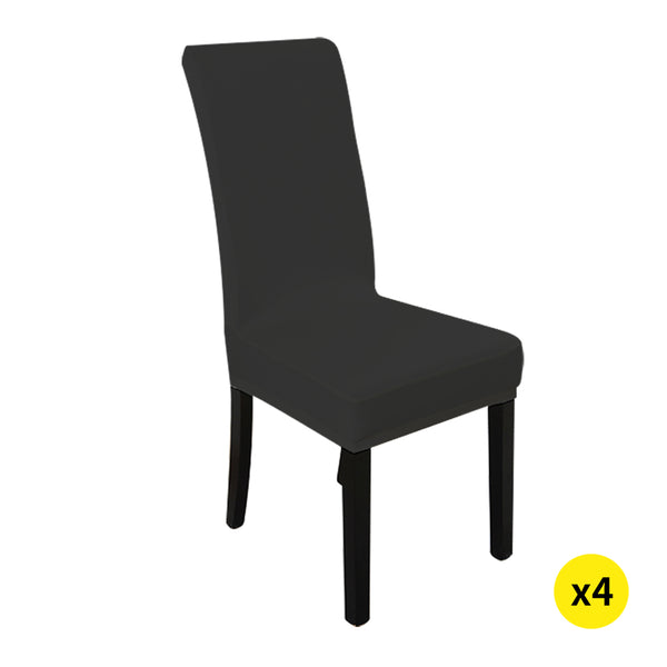  4x Stretch Elastic Chair Covers Dining Room Wedding Banquet Washable Black