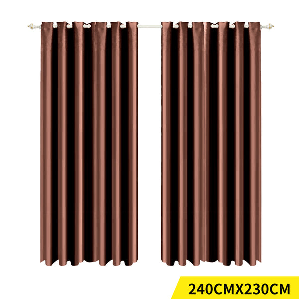  2x Blockout Curtains Panels Blackout 3 Layers 240x230cm