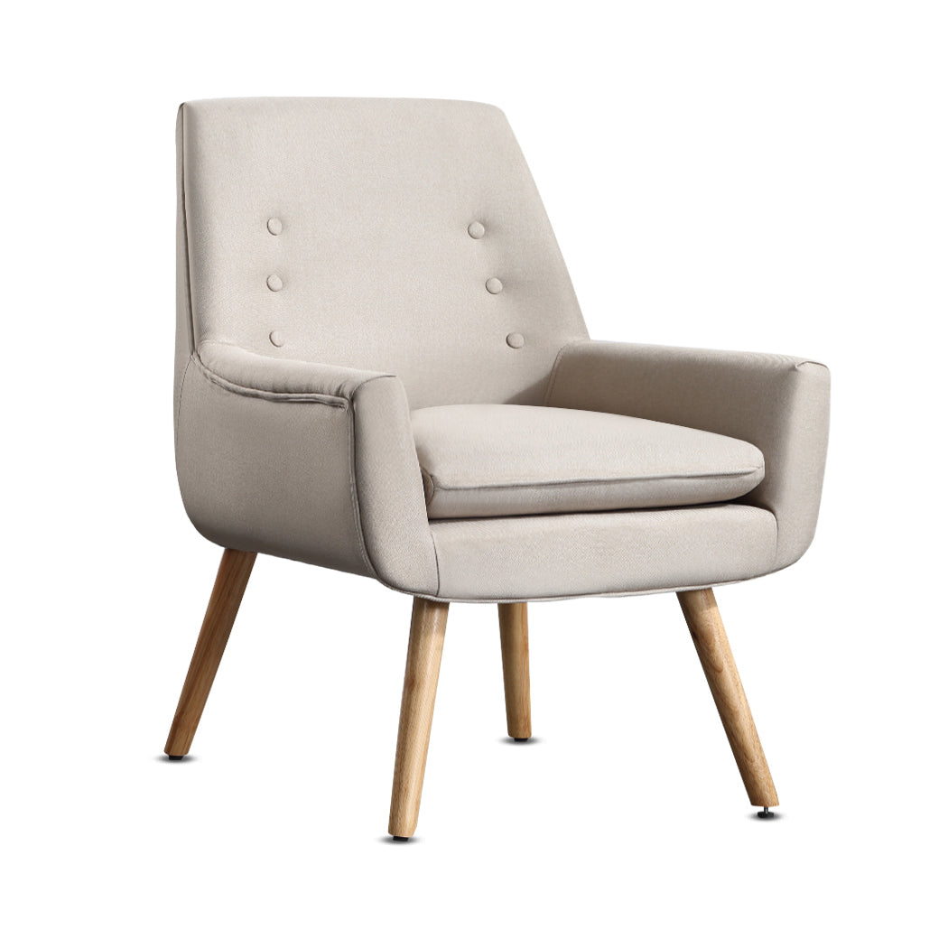 2x Upholstered Fabric Dining Chair-Beige