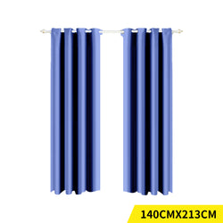 2x Blockout Curtain 3 Layers Eyelet Fabric Room Darkening 140x213cm Navy blue