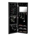 Mirror Jewellery Cabinet Makeup Storage Jewelry Organiser Box Tall Black