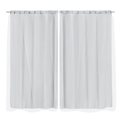 2x Blockout Curtains Panels 3 Layers with Gauze Room Darkening 180x213cm Grey