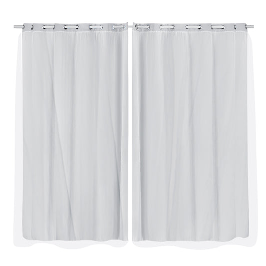 2x Blockout Curtains Panels 3 Layers with Gauze Room Darkening 180x213cm Grey