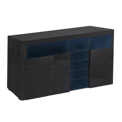 Buffet Sideboard Cabinet Storage Modern High Gloss Cupboard Black