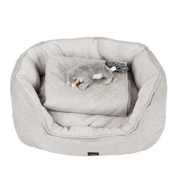  Pet Bed Set Dog Cat Quilted Blanket Beige L