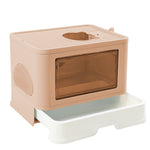 Foldable Cat Litter Box Tray Enclosed Kitty Toilet Hood Hair Grooming Pink
