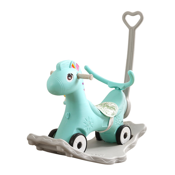  Kids 4-in-1 Rocking Horse Toddler Baby Horses Ride On Toy Rocker Green