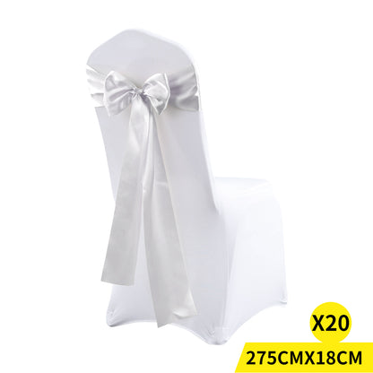 20x Satin Chair Sashes Table Runner Silver