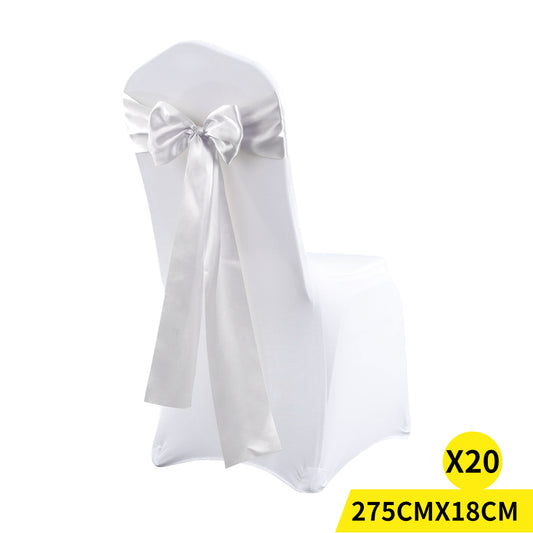 20x Satin Chair Sashes Table Runner Silver