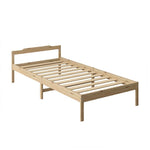 Solid Timber Pine Wood Bed Frame King Single -Natural