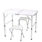 Outdoor Foldable Camping Table Chair Set-Silver