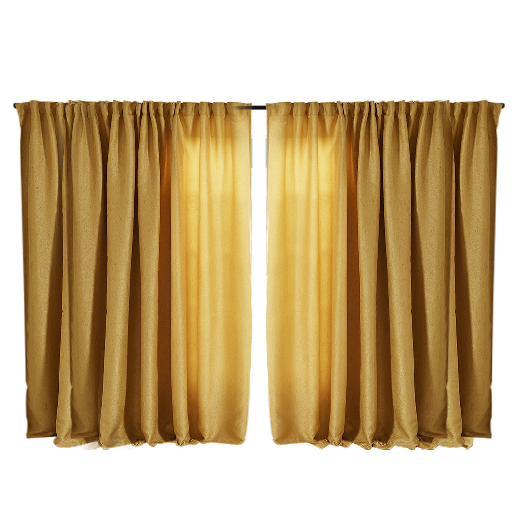 2X Blockout Premium quality Curtains Mustard 240CM x 230CM 

