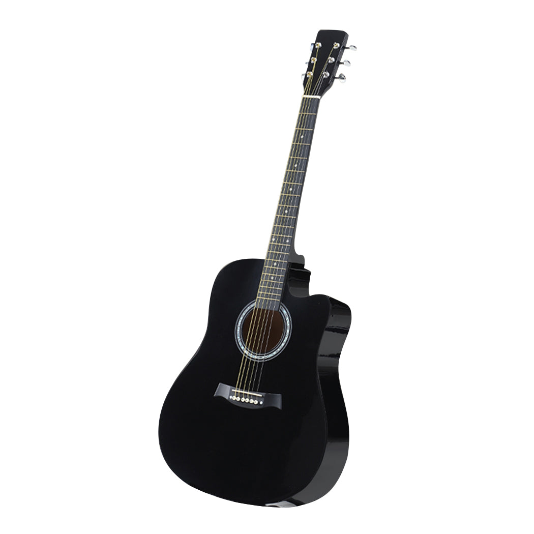 Solid Eco-Rosewood 38 Inch Wooden Folk Acoustic Guitar-Black
