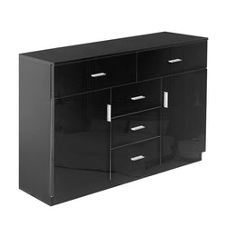 Buffet Sideboard Storage Cabinet Modern High Gloss Cupboard Drawers Black