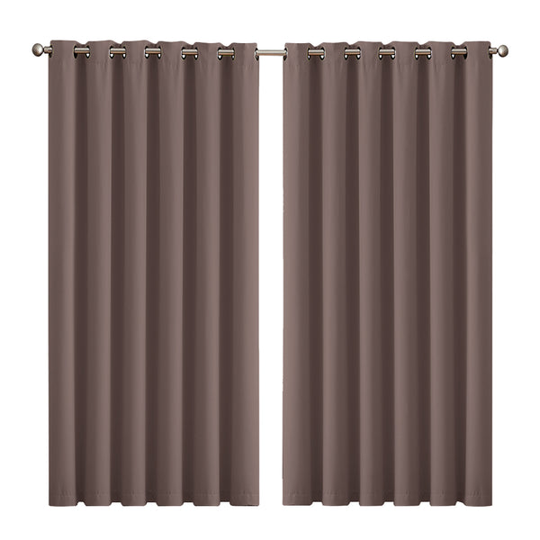  3 Layers Eyelet Blockout Curtains 240x230cm Taupe