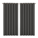 3 Layers Eyelet Blockout Curtains 240x230cm Charcoal
