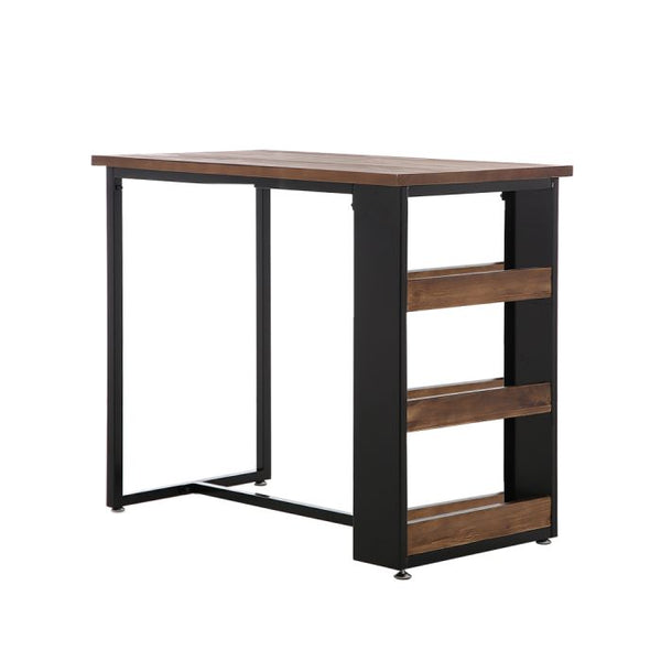  High Bar Table Industrial Pub Table With 3-Tier Storage Shelf Solid Wood