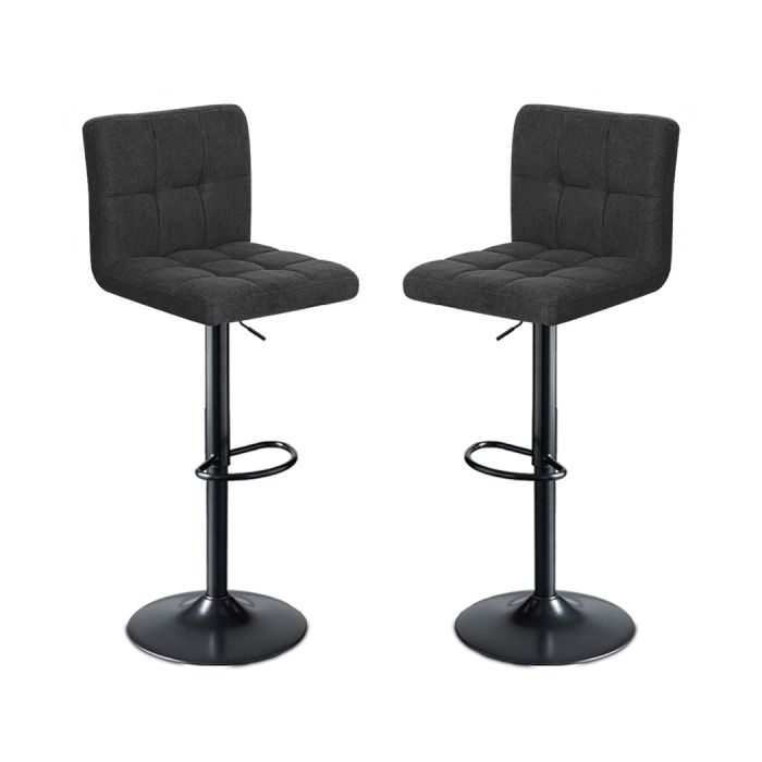 2x Kitchen Bar Stools Gas Lift Chairs 360Â° Swivel Steel Grey