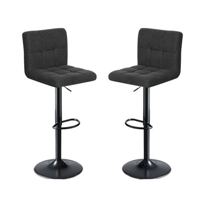 2x Kitchen Bar Stools Gas Lift Chairs 360Â° Swivel Steel Grey