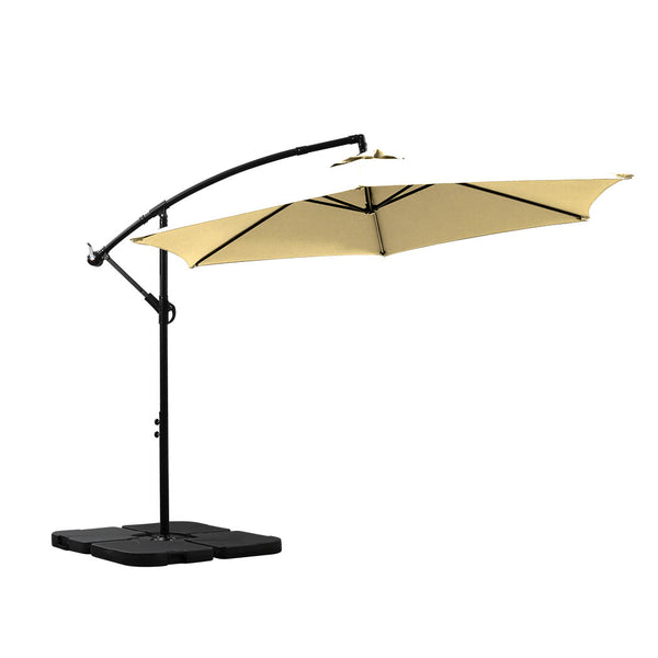  3M Outdoor Umbrella Cantilever Umbrellas Base Stand UV Shade Garden Patio Beach