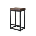 Upholstered Bar Stools Backless Leather Metal Kitchen Counter Chairs x2
