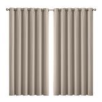 3 Layers Eyelet Blockout Curtains 240x230cm Beige