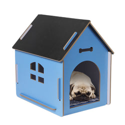 Wooden Dog House Pet Kennel Medium Blue M 
