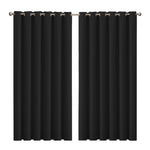 3 Layers Eyelet Blockout Curtains 240x230cm Black