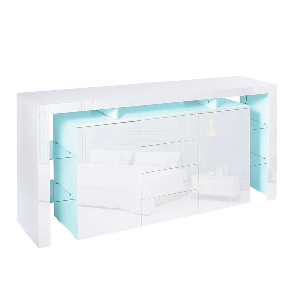 Buffet Sideboard Cabinet Storage Modern High Gloss Cupboard Drawers White 192cm