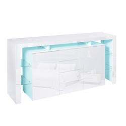 Buffet Sideboard Cabinet Storage Modern High Gloss Cupboard Drawers White 192cm
