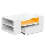 Stylish LED Lights High Gloss Storage Drawer Coffee Table White/Black