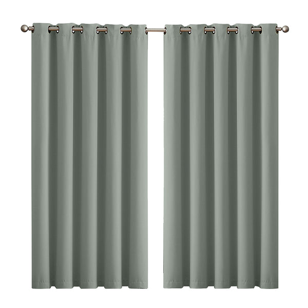  3 Layers Eyelet Blockout Curtains 180x230cm Grey