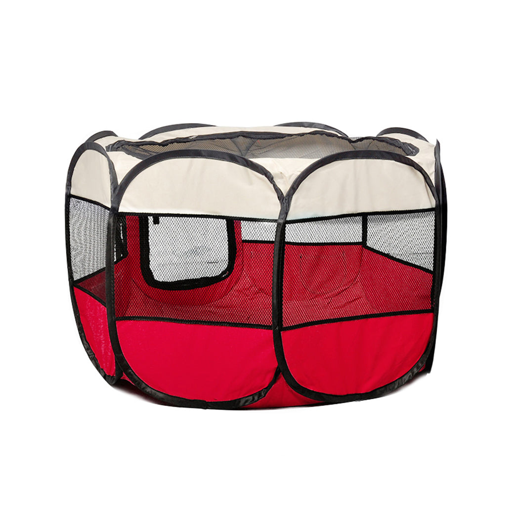 Dog Cat Puppy Play Round Crate Cage Tent Portable L Red