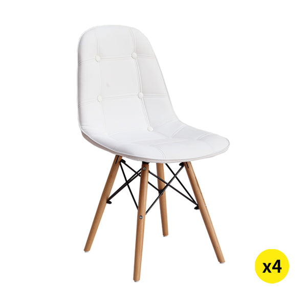  4x High quality iconic set of PU leather Dining Chairs- white